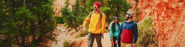 Small group in Southwest USA hiking on trails
