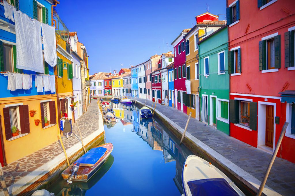 Colorful canals Burano Italy