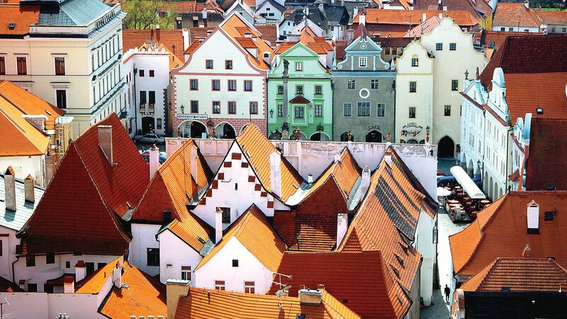 Colourful houses and rooftops in the Czech Republic