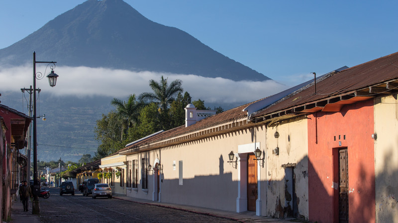 Agua volcano viewpoint in the streets of Antigua