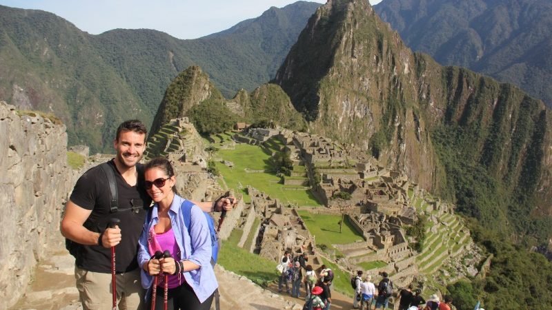 couple above Machu Picchu