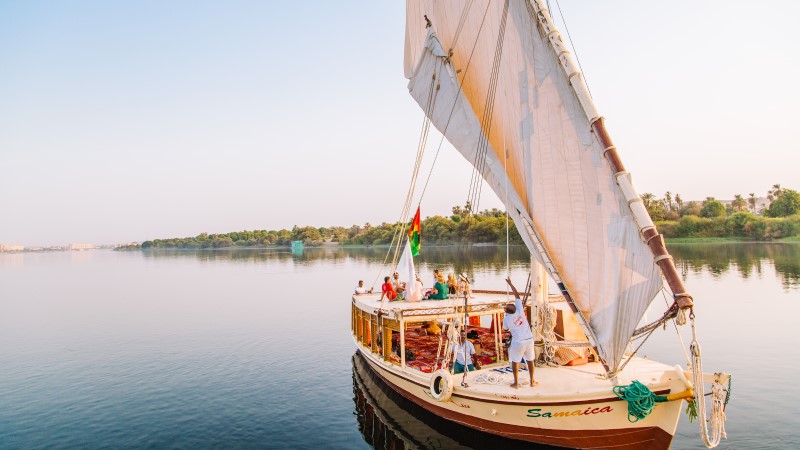 A felucca, a traditional Egyptian sailing boat