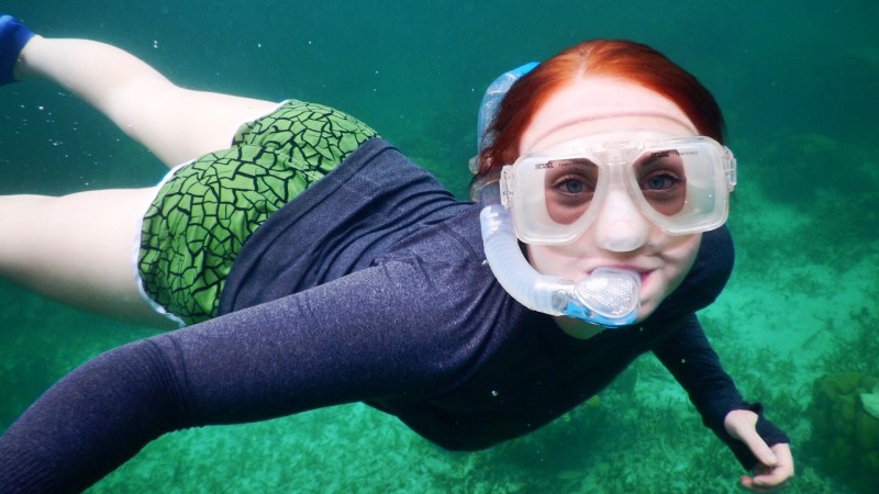 Vanessa snorkelling in Caye Caulker, Belize