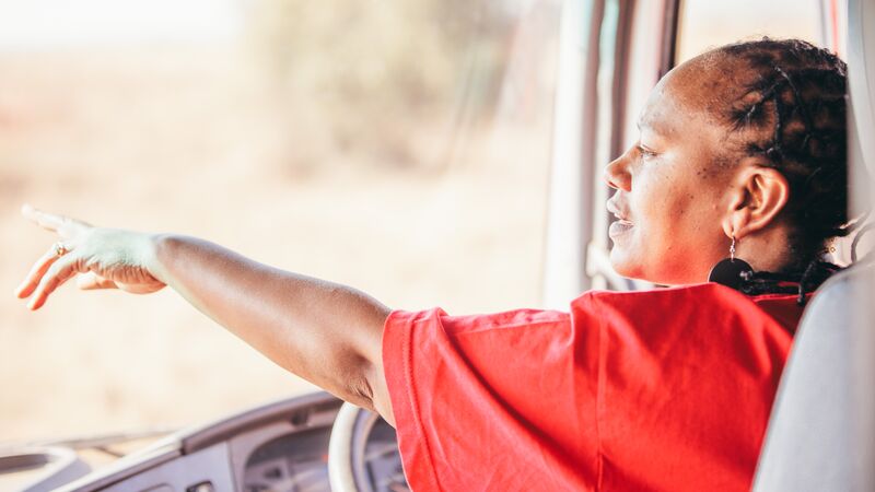 A female truck driver in Kenya