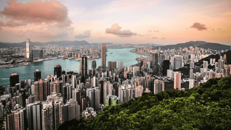A scenic view of Hong Kong from Victoria Peak