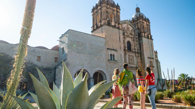 A group of travellers in Oaxaca, Mexico