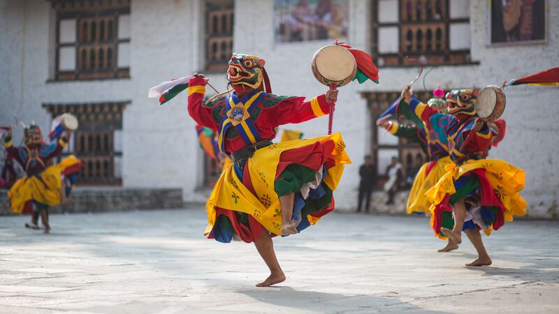 Traditional Bhutanese dancing in costume
