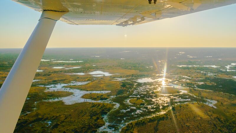 Aerial view of Botswana from a small plane. 