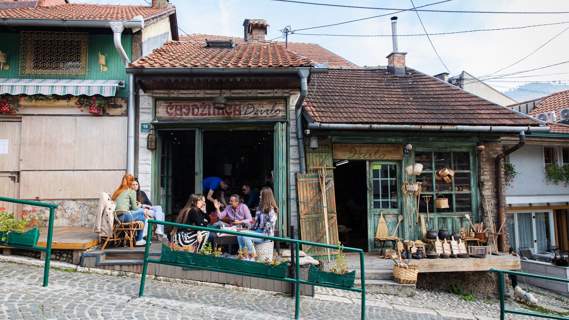 People sitting outside a coffee shop in Sarajevo, Bosnia and Herzegovina
