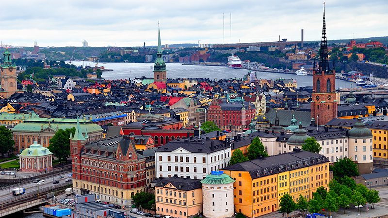 The colourful buildings of Gamla Stan (Old Town) in Stockholm