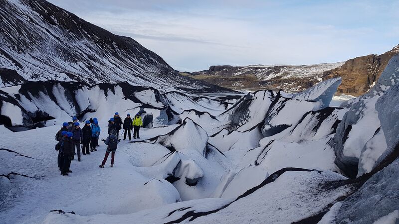 Hikers on the Solheimajokull Glacier-