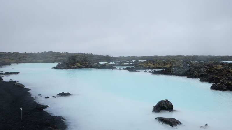 The pale blue waters of the Blue Lagoon hot springs, Iceland