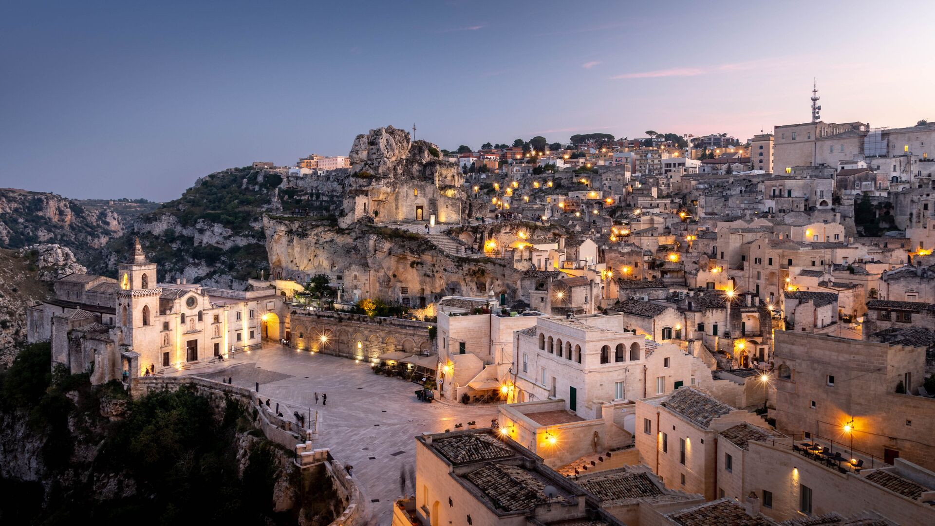 Sassi di Matera at dusk