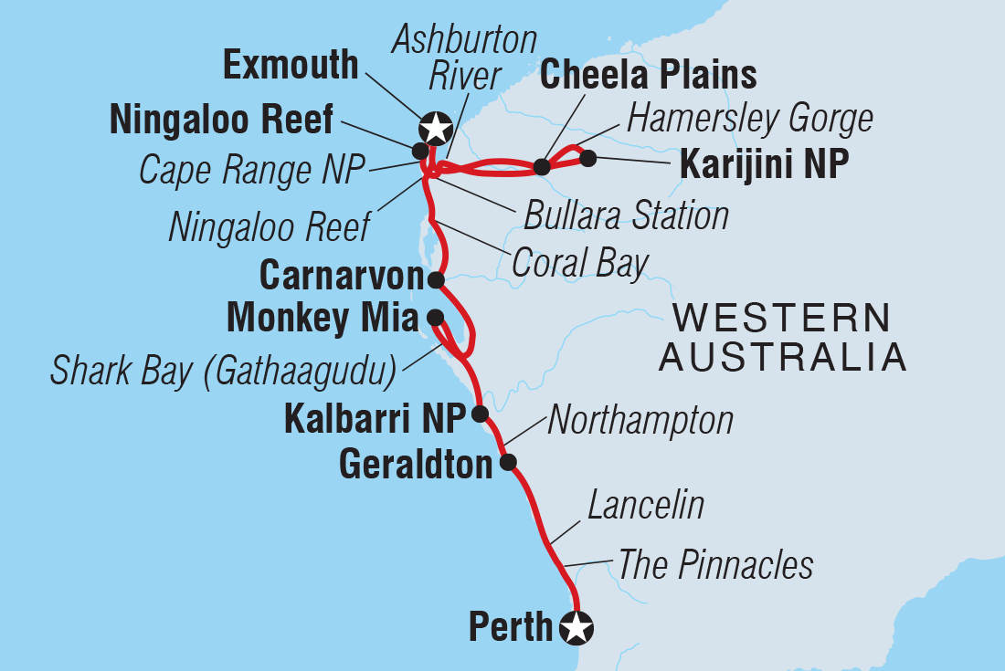 Perth To Karijini Map West Coast, Ningaloo & Karijini Adventure | Intrepid Travel Au