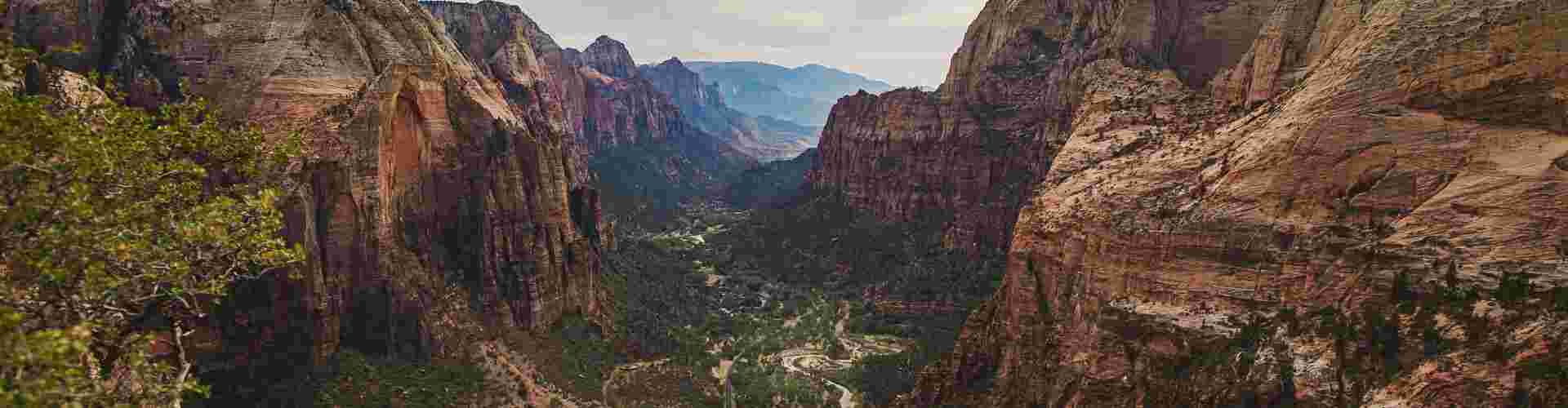 A panoramic view of Zion Canyon in Utah