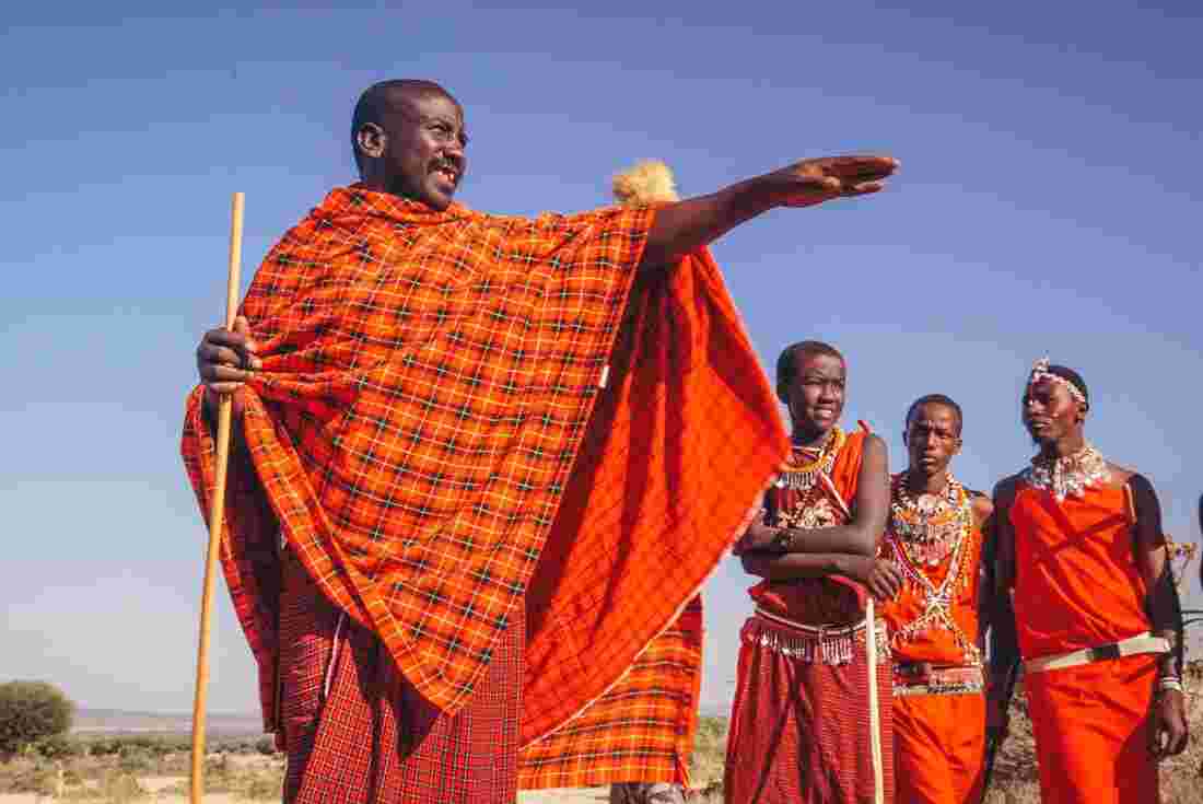 Colorful tradtional wear of the Maasai tribe in the Loita hills