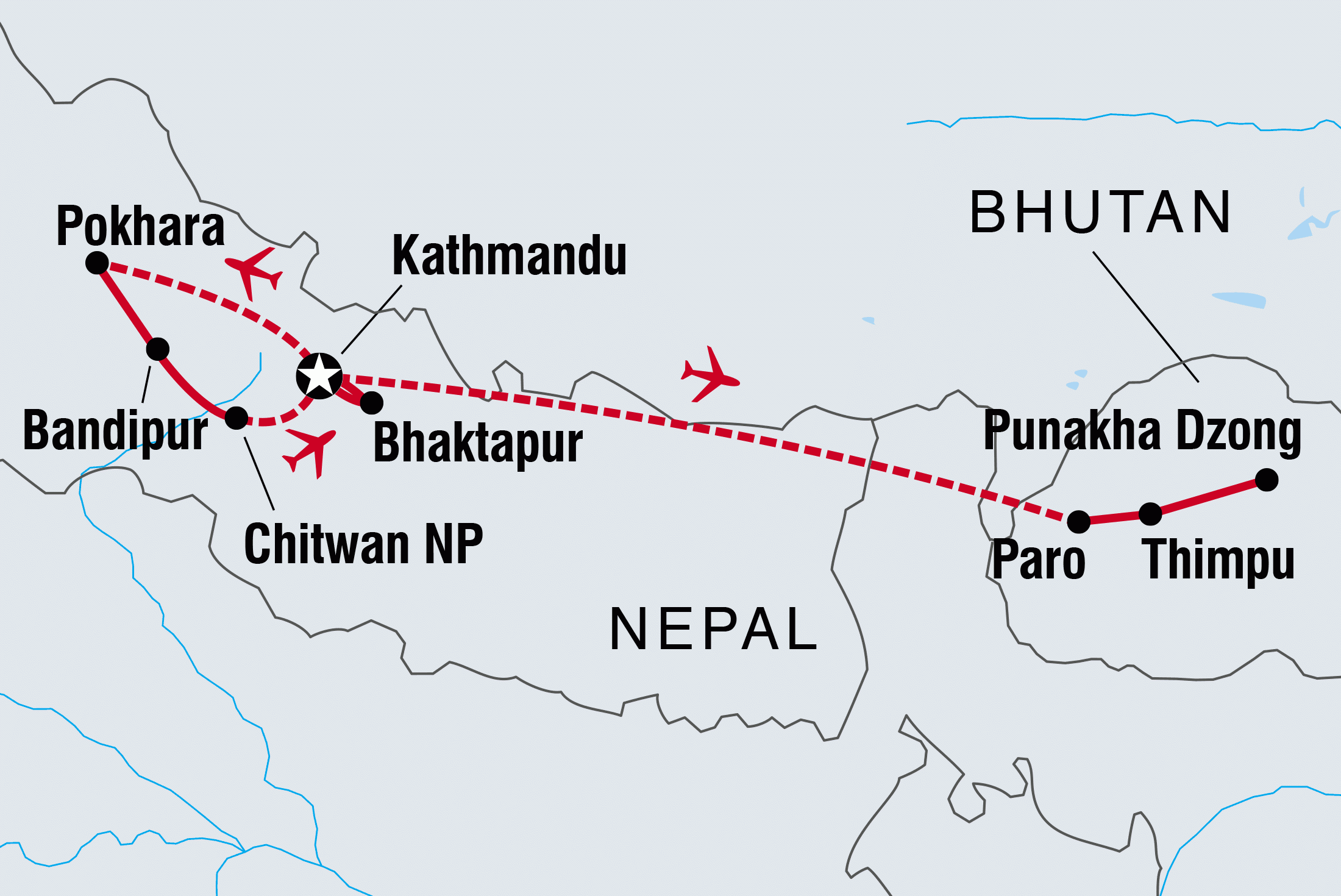 Nepal And Bhutan Map