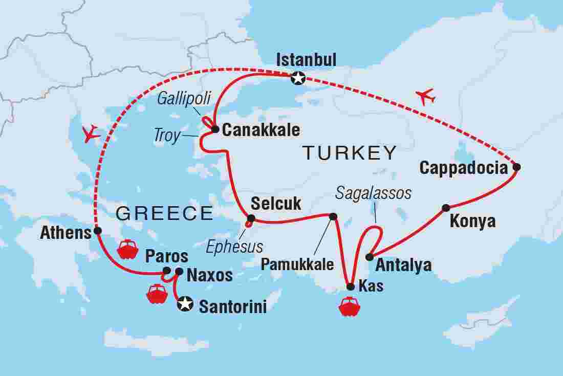 Map of Premium Turkey & The Cyclades Islands in Depth including Greece and Turkey