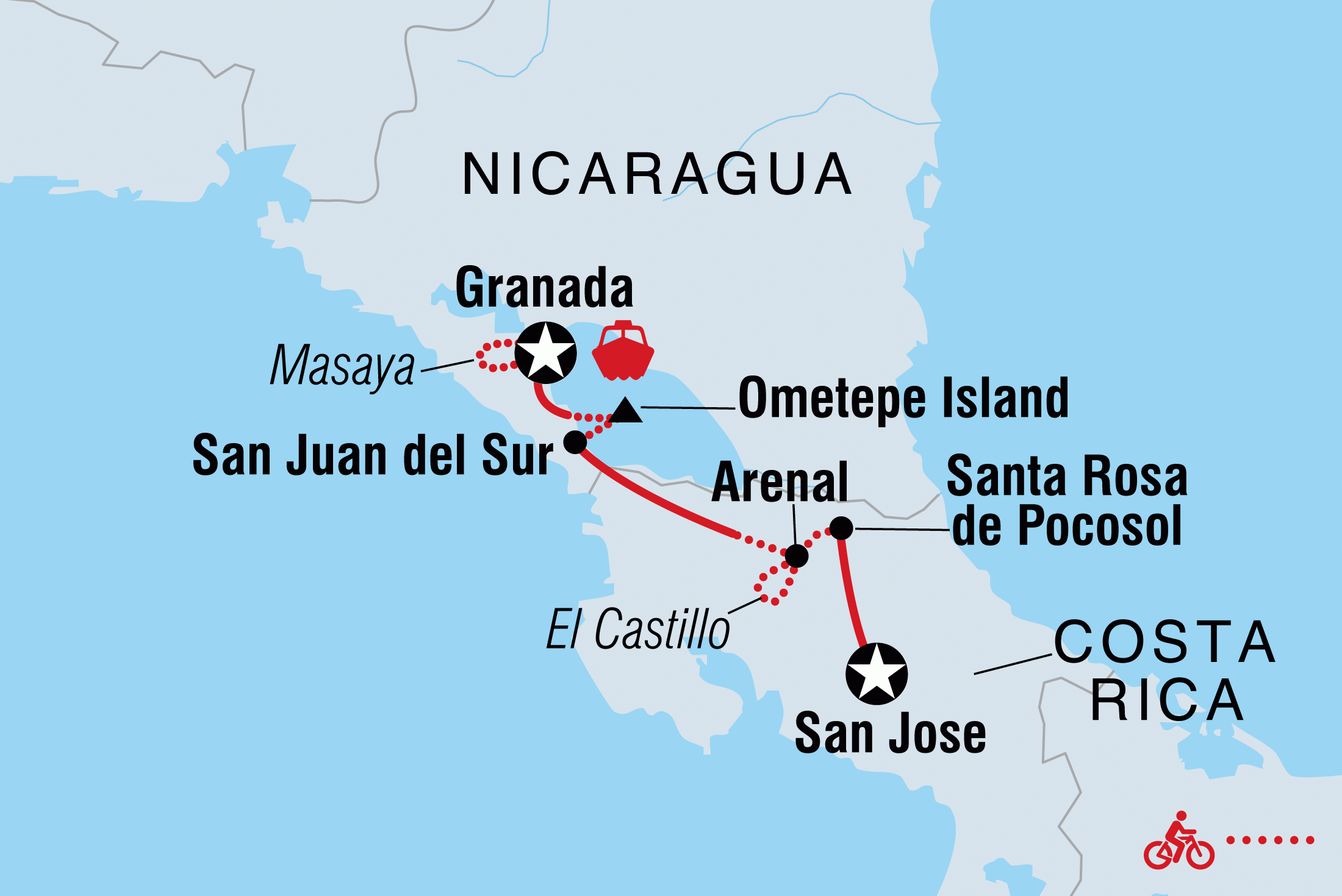 travel from nicaragua to costa rica