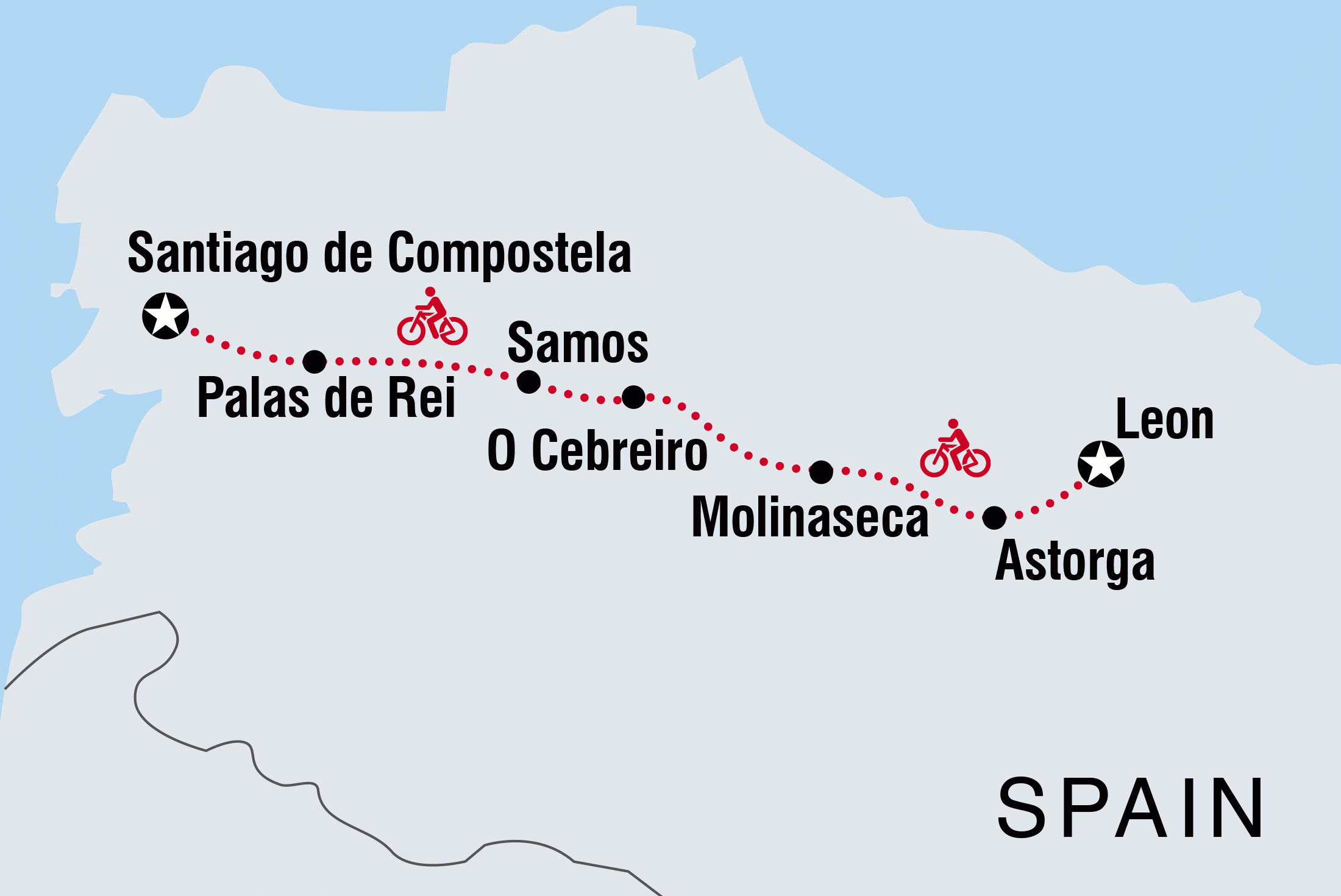 camino de santiago cycle route map