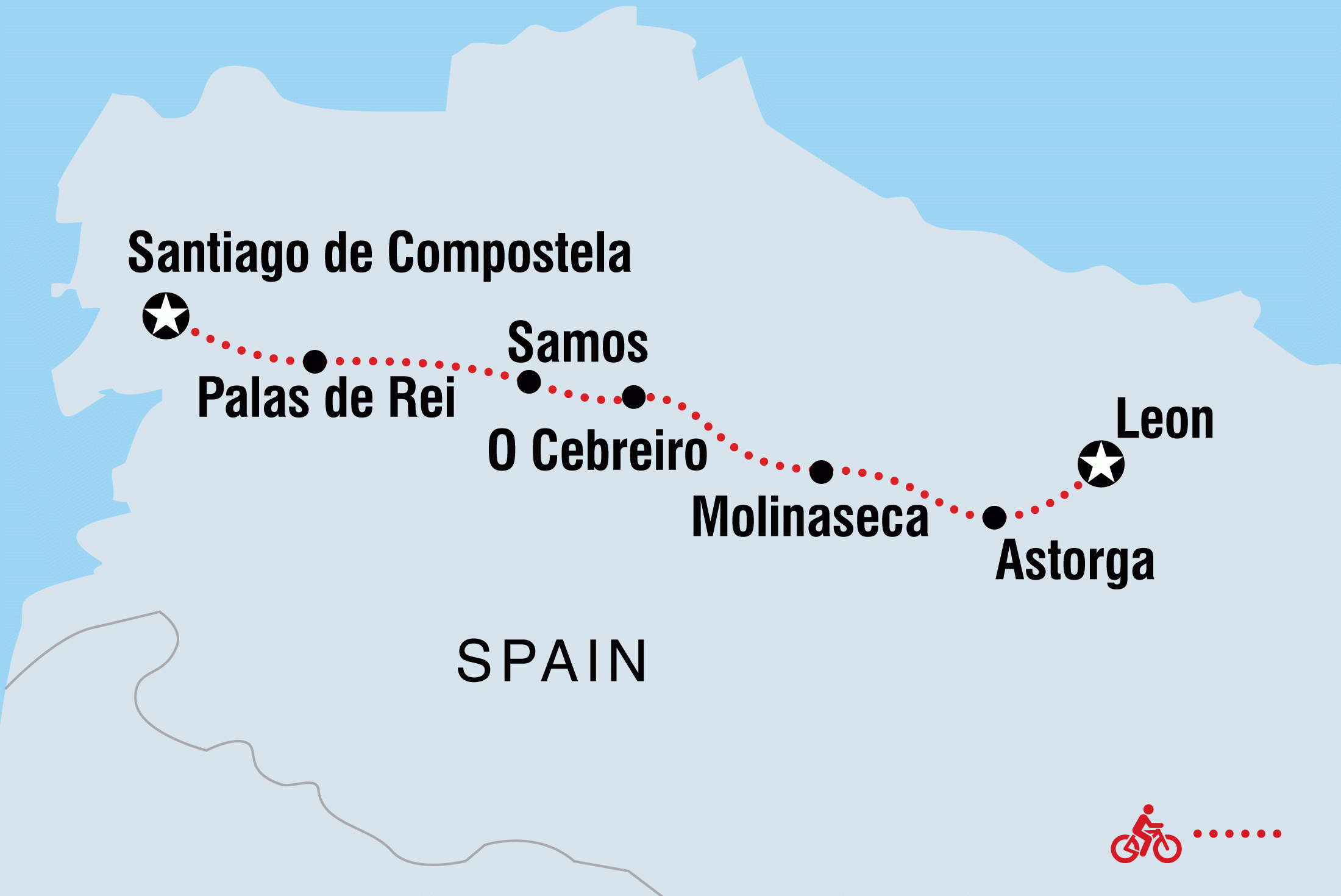 camino de santiago map distances