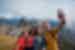 Intrepid travellers pose for a well deserved selfie at Machu Picchu