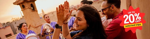 Travellers celebrating in Morocco