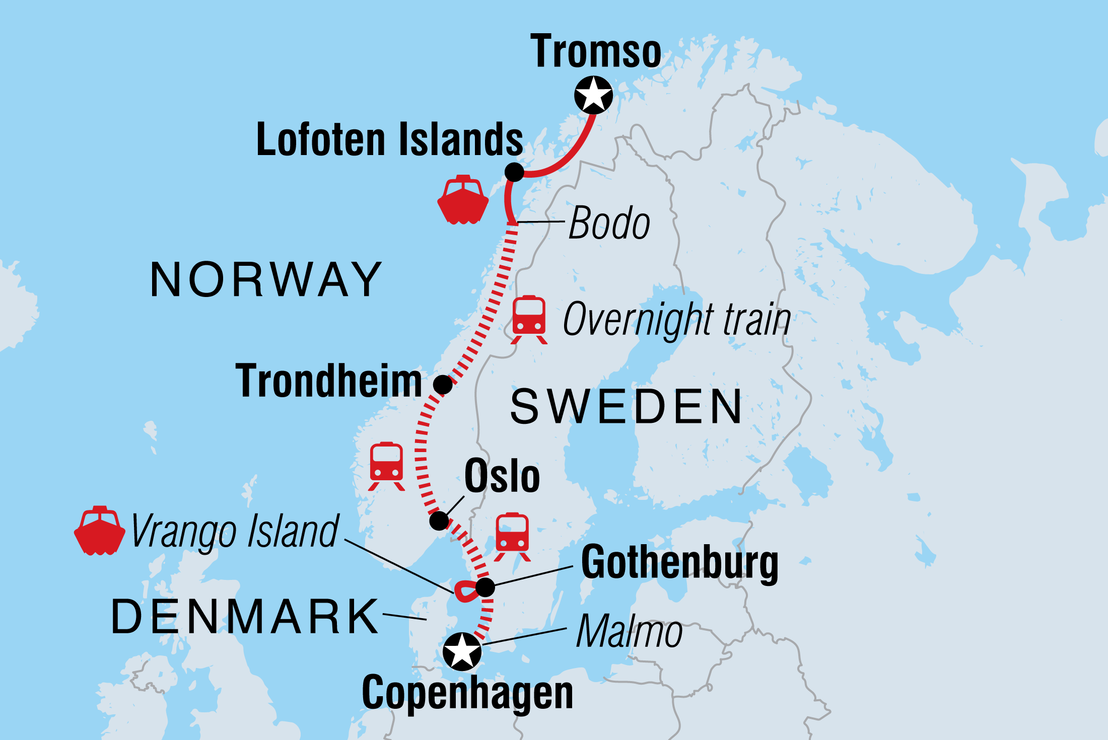 Copenhagen to Northern Norway