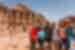 Group and tour leader in front of Petra ruins