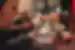 Close-up of three travellers coffees along with small pastries in Rome, Italy