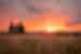 Vivid sunset over Tuscan fields near Val d'Orcia in western Italy